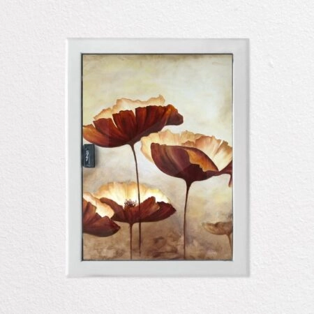 Aυτοκόλλητο ηλεκτρολογικού πίνακα PAINTING POPPIES TEXTURE BROWN