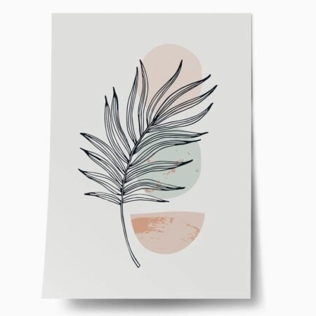 Πόστερ PALM LEAF WITH GEOMETRIC SHAPES - Botanical - Λουλούδια Sticky 1