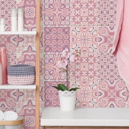 Αυτοκόλλητα Πλακάκια PINK CLASSIC SET 8 τμχ