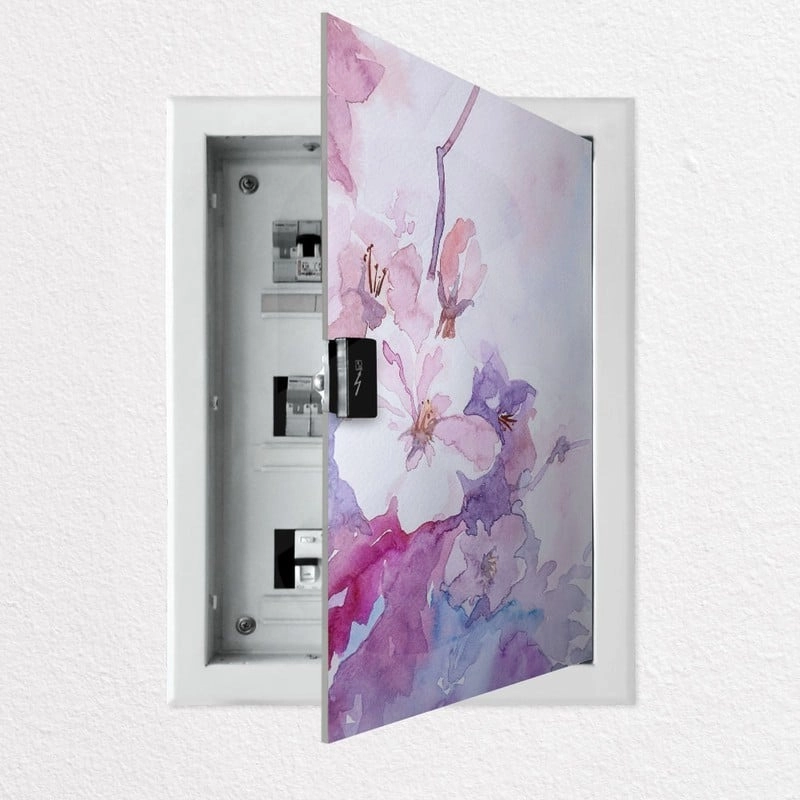 Aυτοκόλλητο ηλεκτρολογικού πίνακα PINK FLOWERS WATERCOLOR