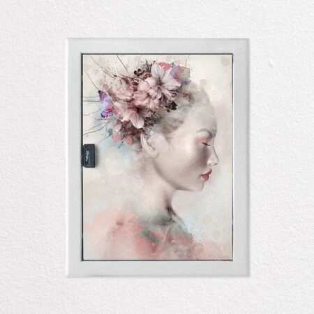 Aυτοκόλλητο ηλεκτρολογικού πίνακα WATERCOLOR PORTRAIT OF A WOMAN WITH LILIES