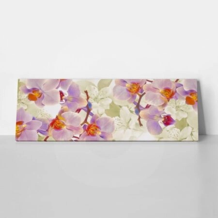 Πίνακας Πανοραμικός σε καμβά FLOWERING ORCHIDS AND CHERRIES