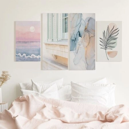 Τετράπτυχος Πινακας σε καμβά BEAUTY IN PASTEL COLORS