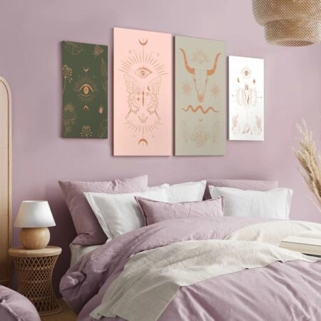 Τετράπτυχος Πινακας σε καμβά BOHO SYMBOLS - Πινακες σε καμβα