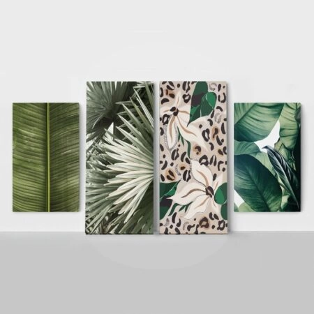 Τετράπτυχος Πινακας σε καμβά EXOTIC TRIP - Botanical - Φυτα Sticky 1