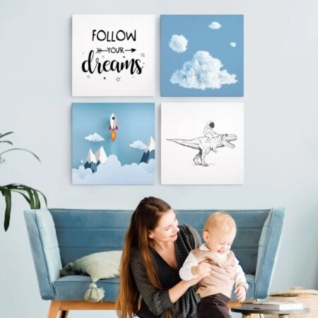Τετράπτυχο σετ τετράγωνοι πίνακες FOLLOW YOUR DREAMS