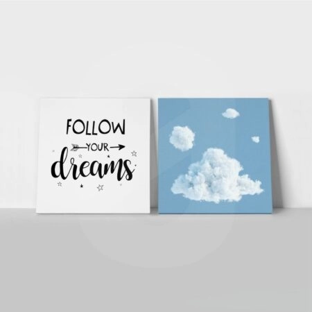 Τετράπτυχο σετ τετράγωνοι πίνακες FOLLOW YOUR DREAMS - Παιδικοι και set Sticky 1