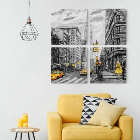 Τετράπτυχο σετ τετράγωνοι πίνακες NEW YORK PAINTING
