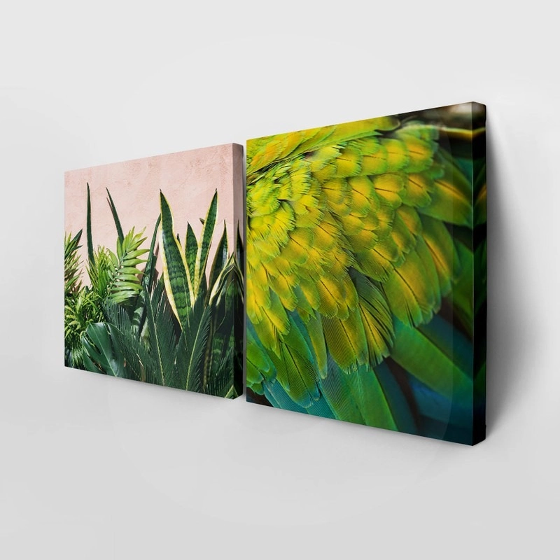 Τετράπτυχο σετ τετράγωνοι πίνακες TROPICAL JUNGLE VIBES