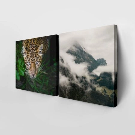 Τετράπτυχο σετ τετράγωνοι πίνακες TROPICAL JUNGLE VIBES - Τοπια και Φυση Sticky 4