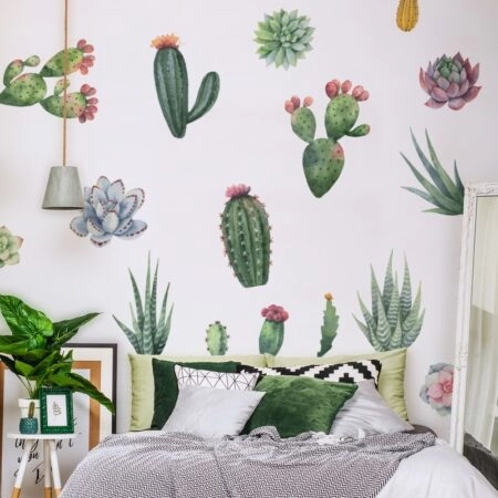 Αυτοκόλλητο τοίχου CACTI AND SUCCULENT PLANTS