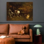 Πινακας σε καμβά GUSTAVE COURBET - HUNTING DOGS WITH DEAD HARE