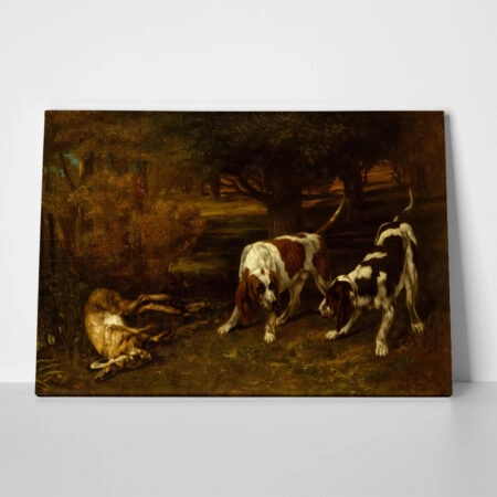 Πινακας σε καμβά GUSTAVE COURBET - HUNTING DOGS WITH DEAD HARE - Gustave Courbet Sticky 1