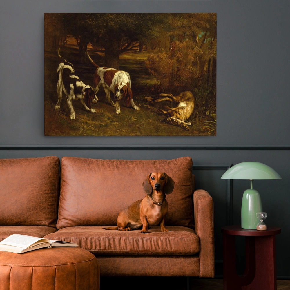 Πινακας σε καμβά GUSTAVE COURBET - HUNTING DOGS WITH DEAD HARE