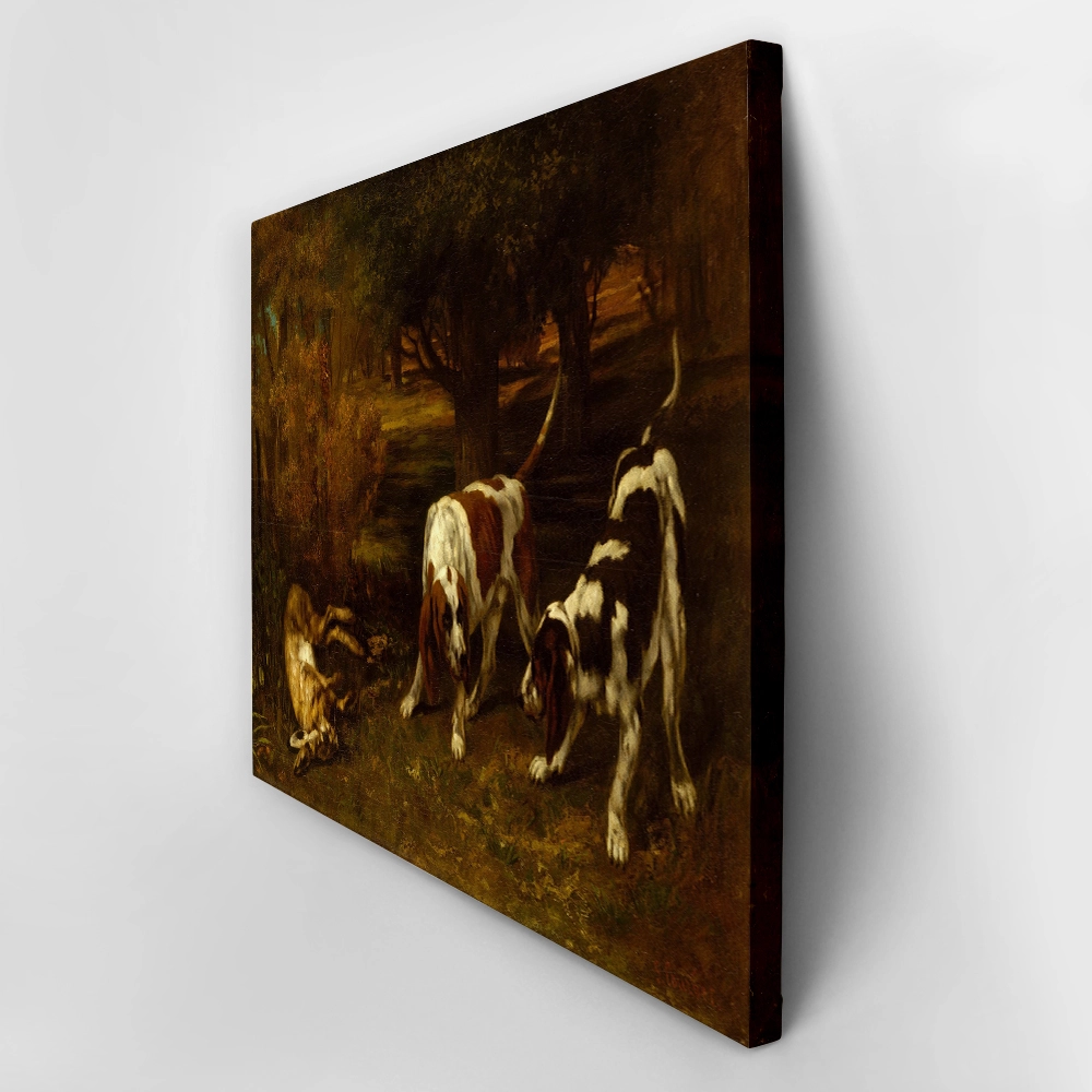 Πινακας σε καμβά GUSTAVE COURBET - HUNTING DOGS WITH DEAD HARE