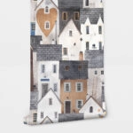 Αυτοκόλλητη Ταπετσαρία τοίχου PASTEL HOUSES PATTERN