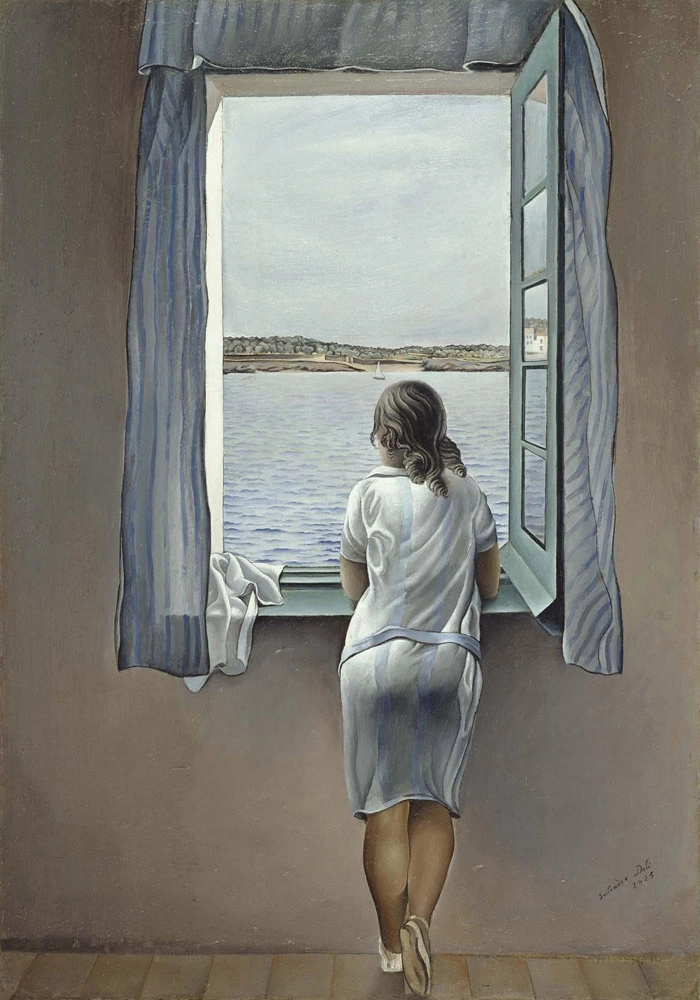 Πίνακας σε καμβά DALI - FIGURE AT THE WINDOW
