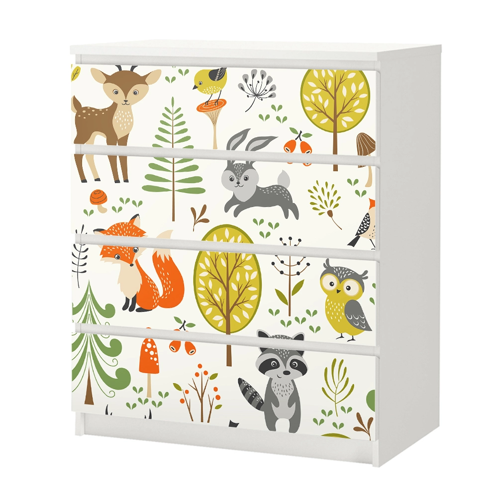 Αυτοκόλλητο Συρταριέρας FOREST ANIMALS ILLUSTRATIONS