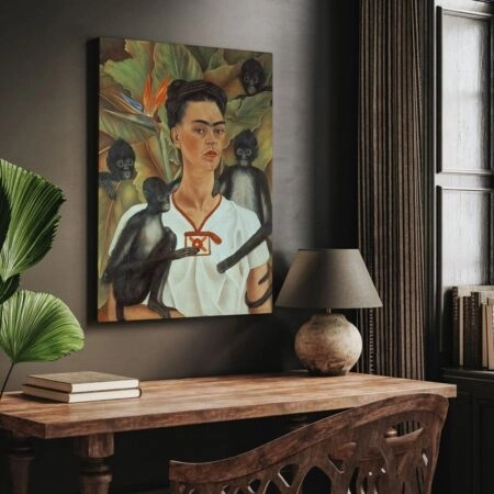 Πίνακας σε καμβά FRIDA KAHLO SELF PORTRAIT WITH MONKEYS