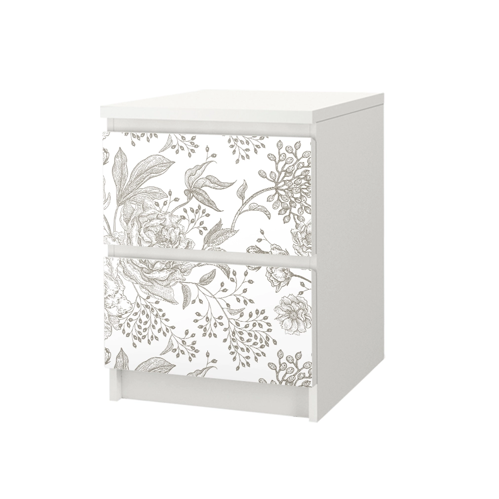 Αυτοκόλλητο Συρταριέρας GRAY VINTAGE FLOWERS