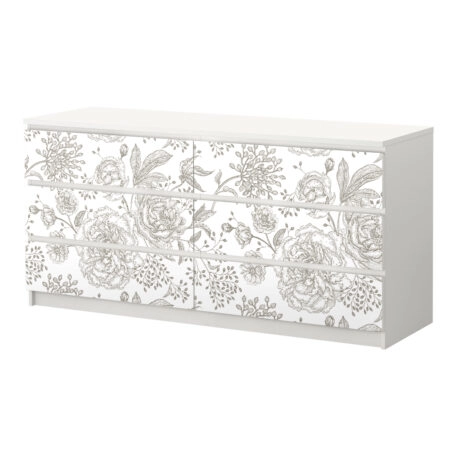 Αυτοκόλλητο Συρταριέρας GRAY VINTAGE FLOWERS - Αυτοκολλητα επιπλων Sticky 5