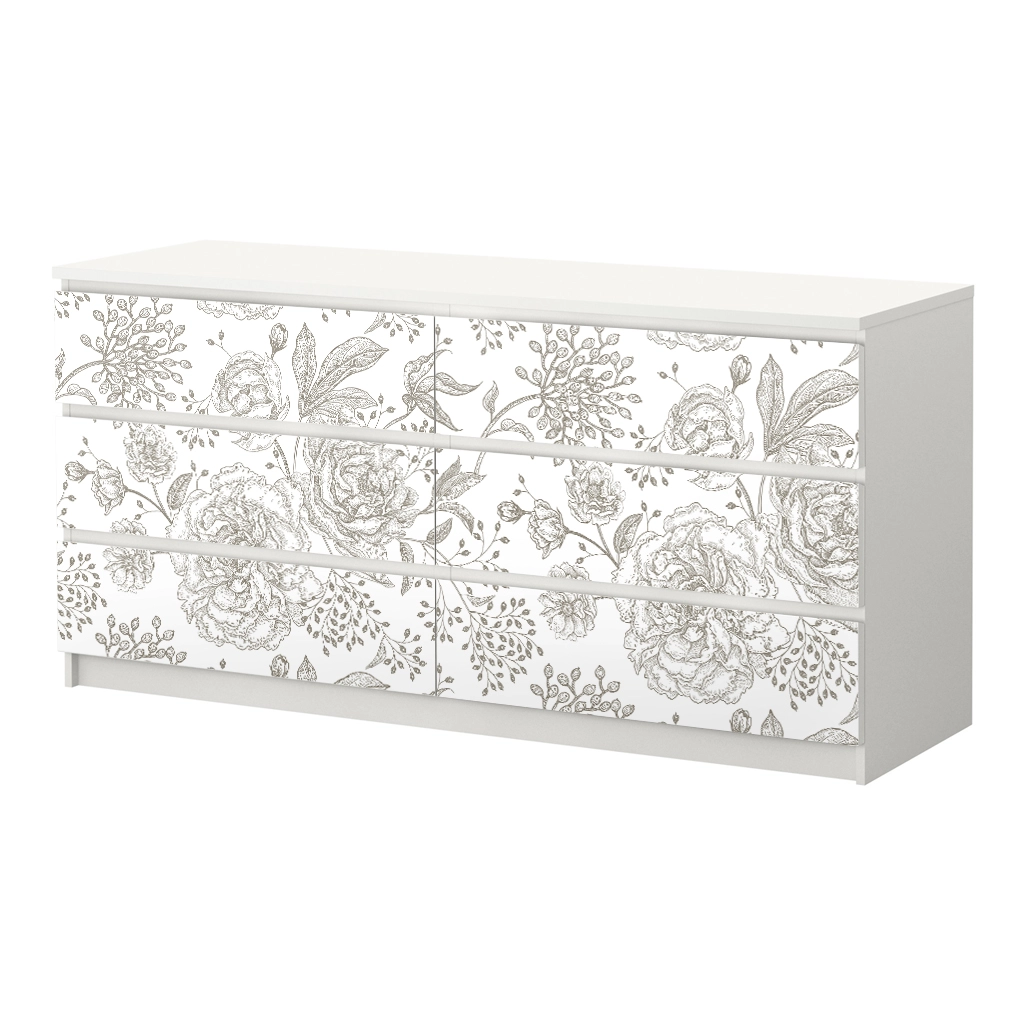 Αυτοκόλλητο Συρταριέρας GRAY VINTAGE FLOWERS
