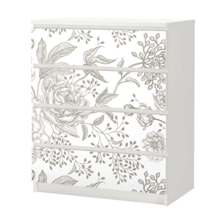 Αυτοκόλλητο Συρταριέρας GRAY VINTAGE FLOWERS - Αυτοκολλητα επιπλων Sticky 3