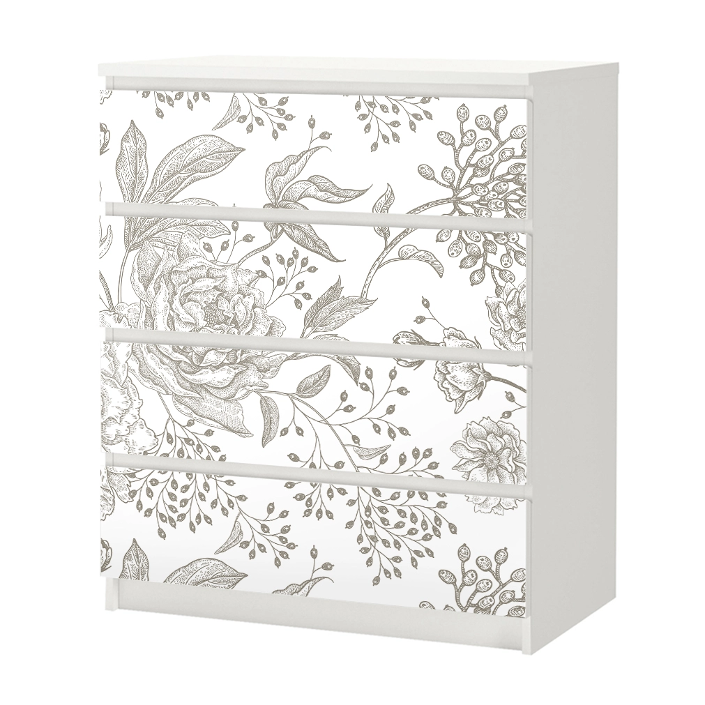 Αυτοκόλλητο Συρταριέρας GRAY VINTAGE FLOWERS