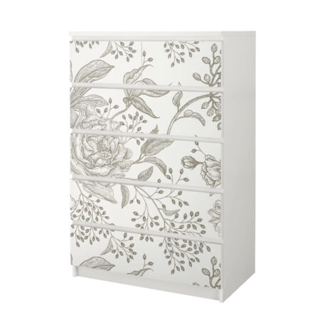 Αυτοκόλλητο Συρταριέρας GRAY VINTAGE FLOWERS - Αυτοκολλητα επιπλων Sticky 4