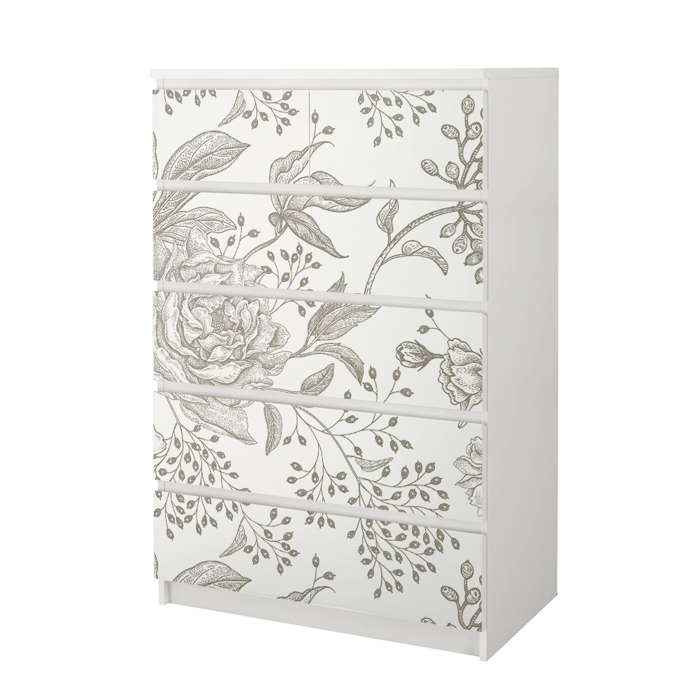 Αυτοκόλλητο Συρταριέρας GRAY VINTAGE FLOWERS