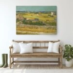 Πίνακας σε καμβά VAN GOGH - HARVEST AT LA CRAU, WITH MONTMAJOUR IN THE BACKGROUND