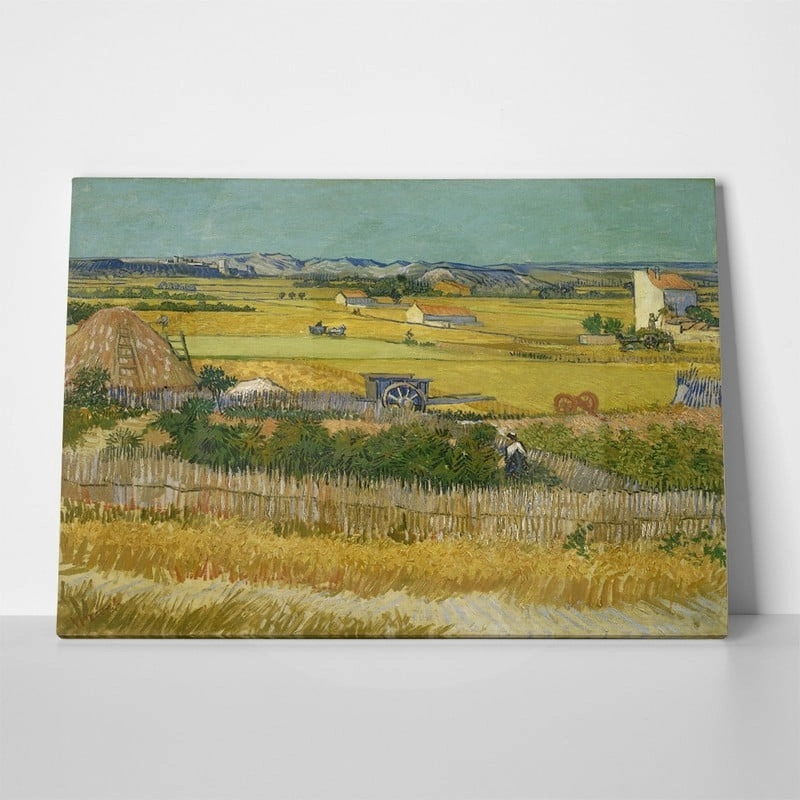 Πίνακας σε καμβά VAN GOGH - HARVEST AT LA CRAU, WITH MONTMAJOUR IN THE BACKGROUND