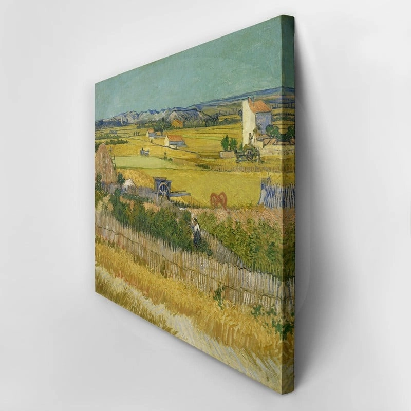 Πίνακας σε καμβά VAN GOGH - HARVEST AT LA CRAU, WITH MONTMAJOUR IN THE BACKGROUND