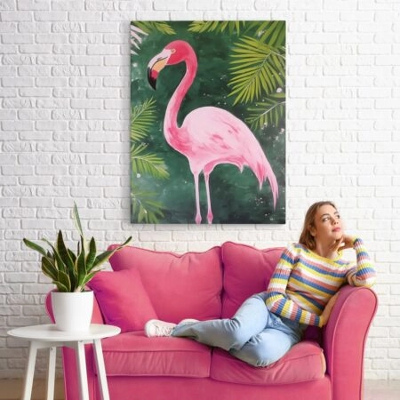 Πινακας σε καμβά WATERCOLOR FLAMINGO