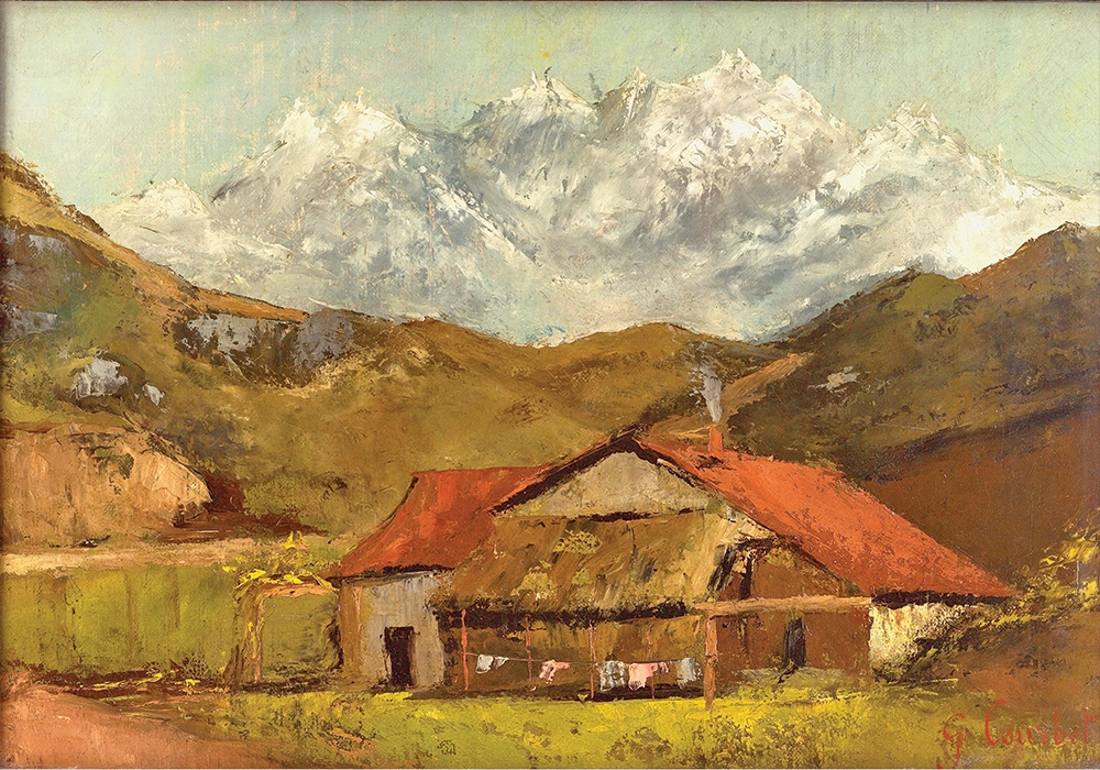 Πινακας σε καμβά GUSTAVE COURBET - A HUT IN THE MOUNTAINS