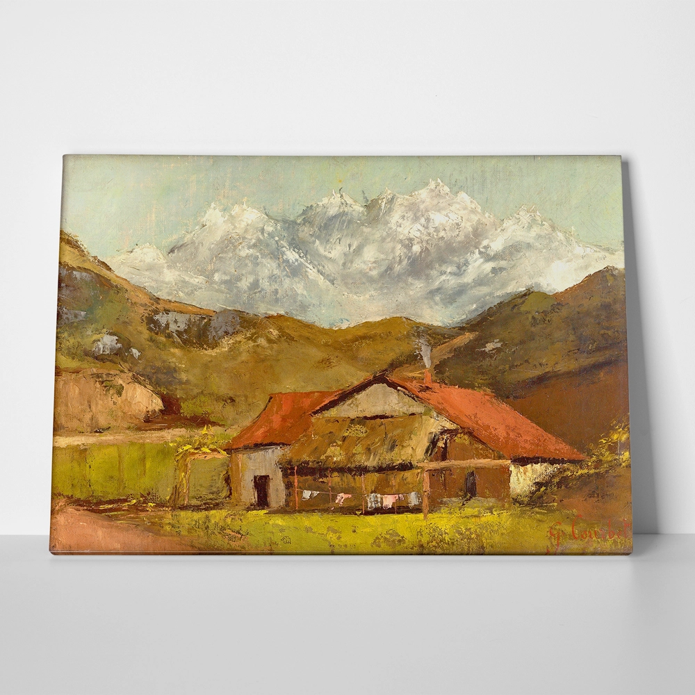 Πινακας σε καμβά GUSTAVE COURBET - A HUT IN THE MOUNTAINS