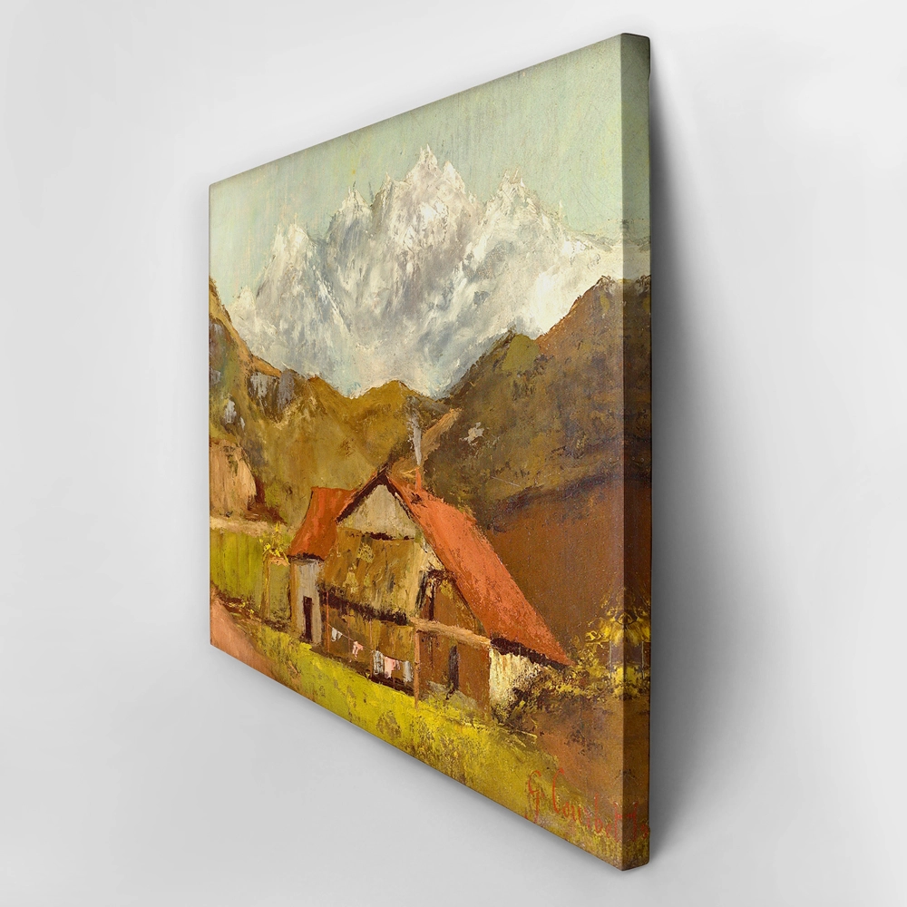 Πινακας σε καμβά GUSTAVE COURBET - A HUT IN THE MOUNTAINS