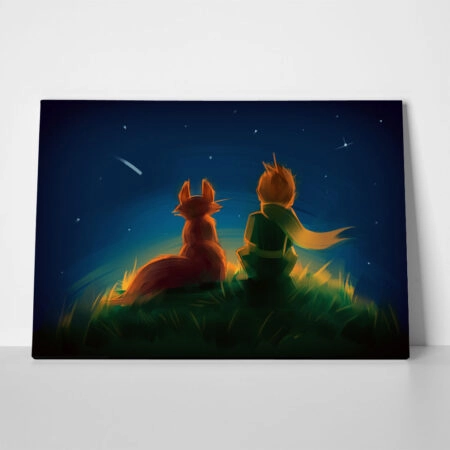 Πινακας σε καμβά LITTLE PRINCE FOX SITTING ON GRASS - Παιδικοι και set Sticky 1