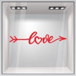 Aυτοκόλλητο βιτρίνας LOVE LETTERING IN FORM ARROW