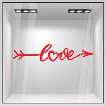 Aυτοκόλλητο βιτρίνας LOVE LETTERING IN FORM ARROW