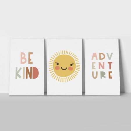 Σετ Τριπτυχος Πινακας σε καμβά SUNNY QUOTES - Παιδικοι και set Sticky 1