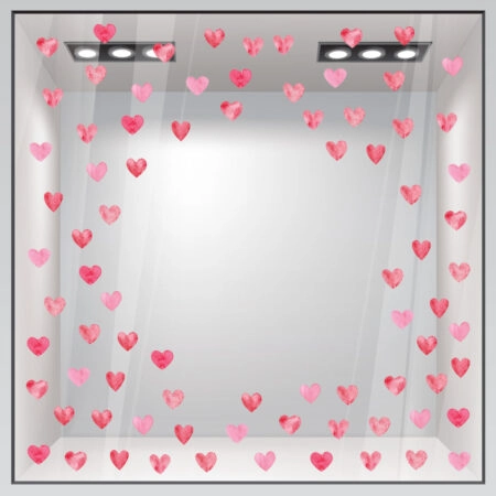 Αυτοκόλλητο βιτρίνας WATERCOLOR HEARTS