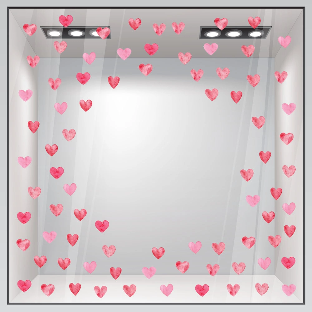 Αυτοκόλλητο βιτρίνας WATERCOLOR HEARTS