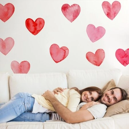 Αυτοκόλλητο τοίχου WATERCOLOR HEARTS BIG