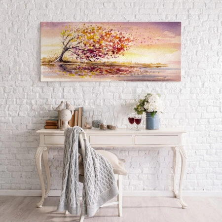 Πίνακας Πανοραμικός σε καμβά AUTUMN TREE IN WIND - Πινακες σε καμβα