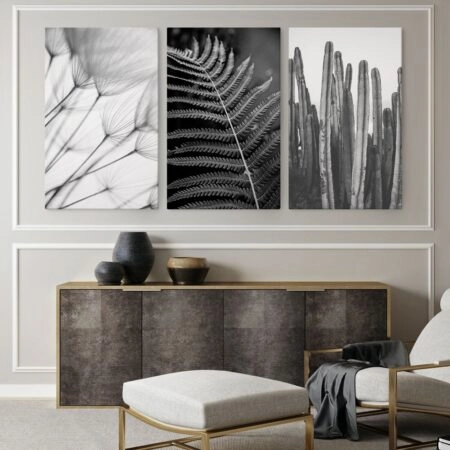 Σετ Τριπτυχος Πινακας σε καμβά BLACK AND WHITE ABSTRACT CONCEPT