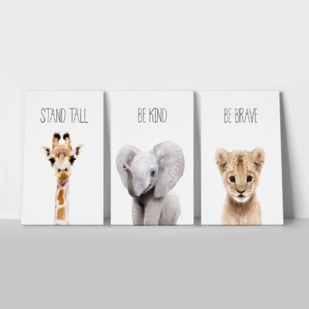 Εξάπτυχος Πίνακας σε καμβά CUTE ANIMALS - Παιδικοι και set Sticky 1