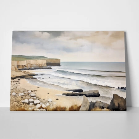 Πινακας σε καμβά PAINTING OF THE  SEASCAPE WITH ROCK SHORE - Παραλιες Sticky 1