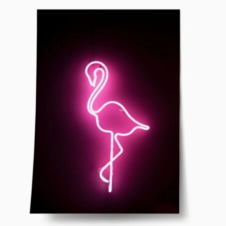 Πόστερ PINK FLAMINGO IN NEON - Ζωα Sticky 1