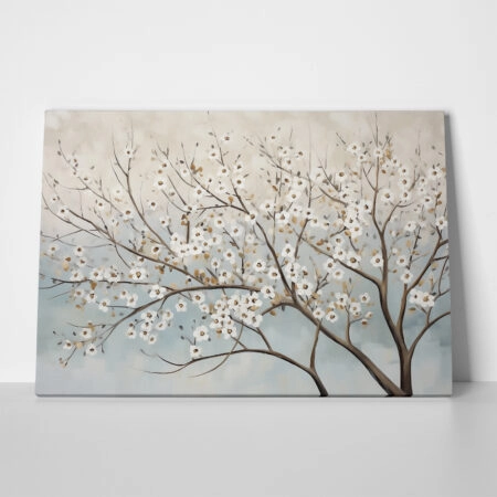 Πινακας σε καμβά WATERCOLOR PAINTING OF WHITE SAKURA FLOWERS - Ανθη Δεντρων Sticky 1